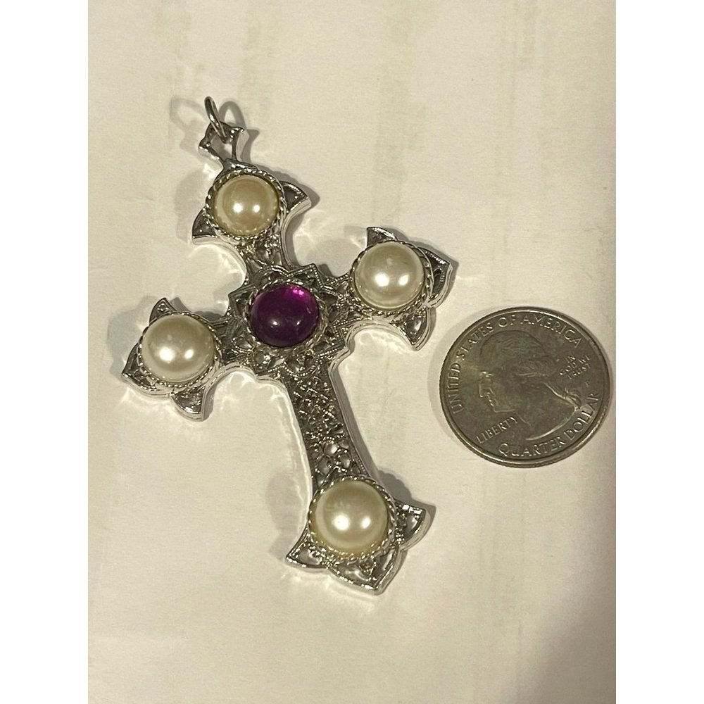 Sarah Coventry Crusader Cross Filigree Silver